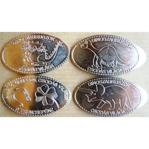 Dinoszauruszok préselt érmén